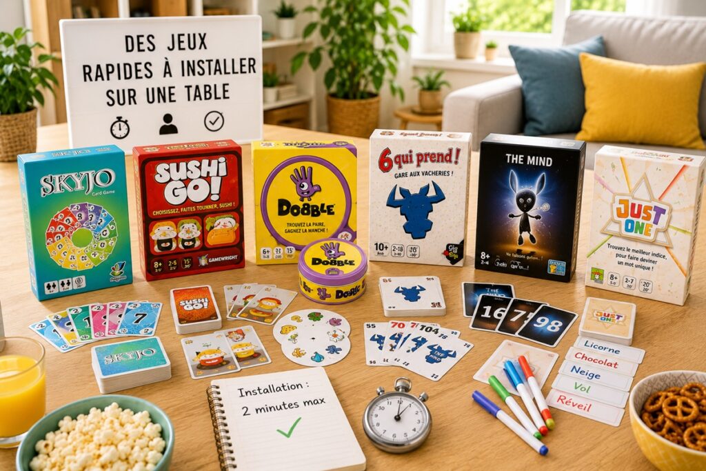 jeux de société rapides à installer sur table