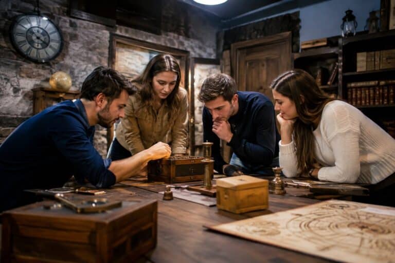 Énigme d'escape game dans une bibliothèque ancienne