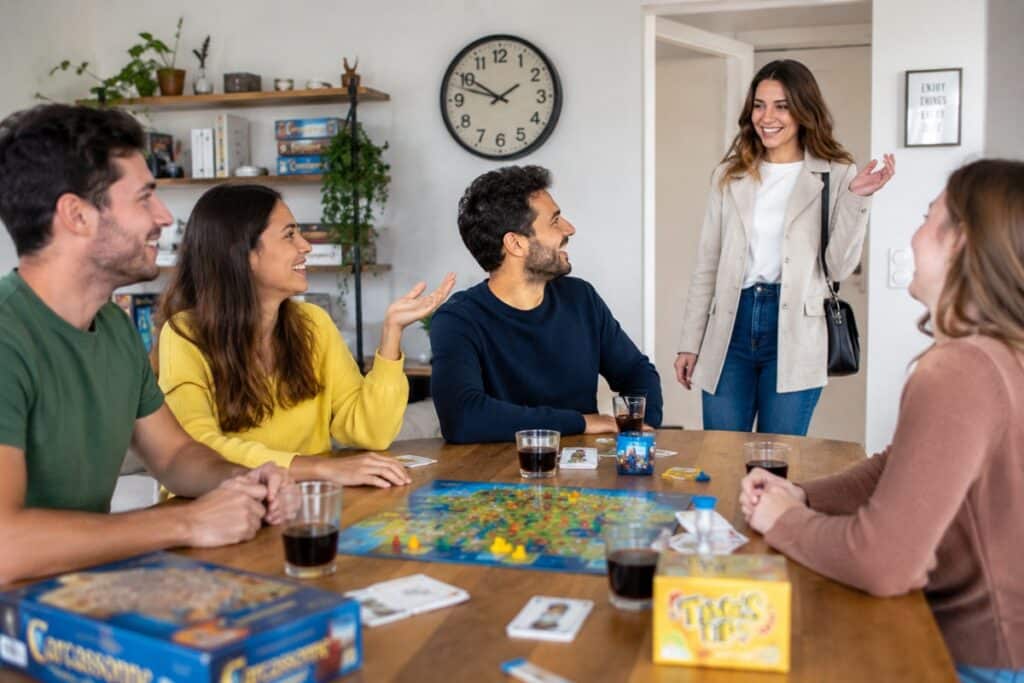 Jeux de société entre amis avec une personne en retard