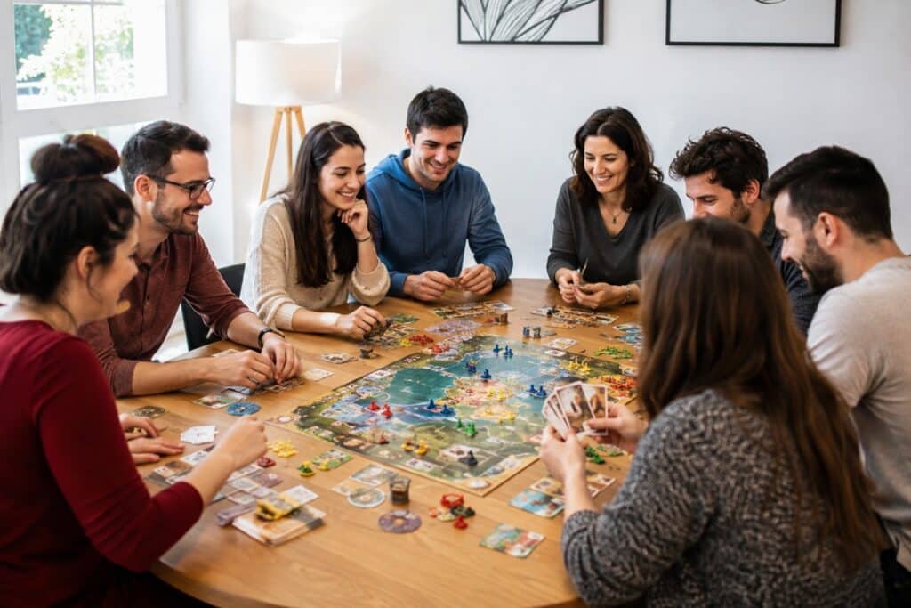 Soirée conviviale à 8 joueurs autour d’un jeu de société